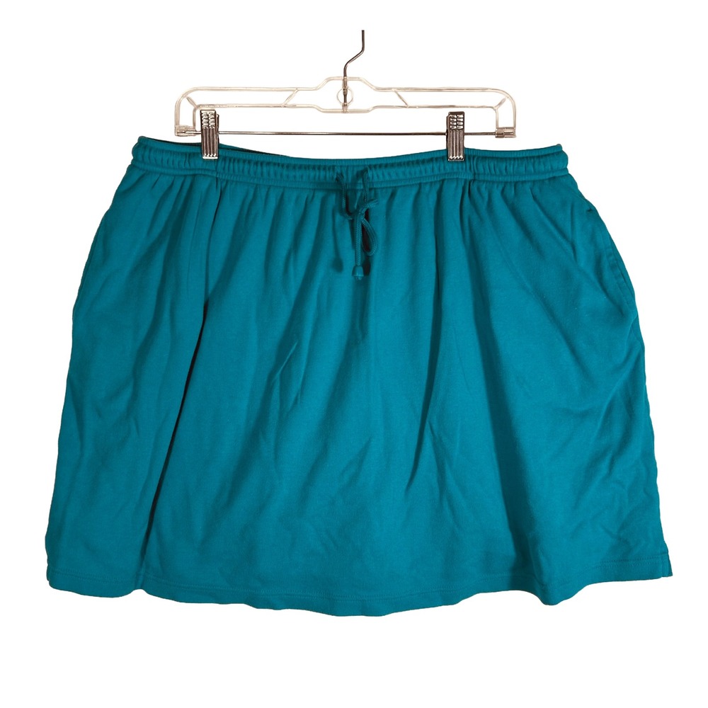 Woman Within Teal Blue Knit Skort Women 1X 22/24 Elastic Waist Pockets 25-1268-9
